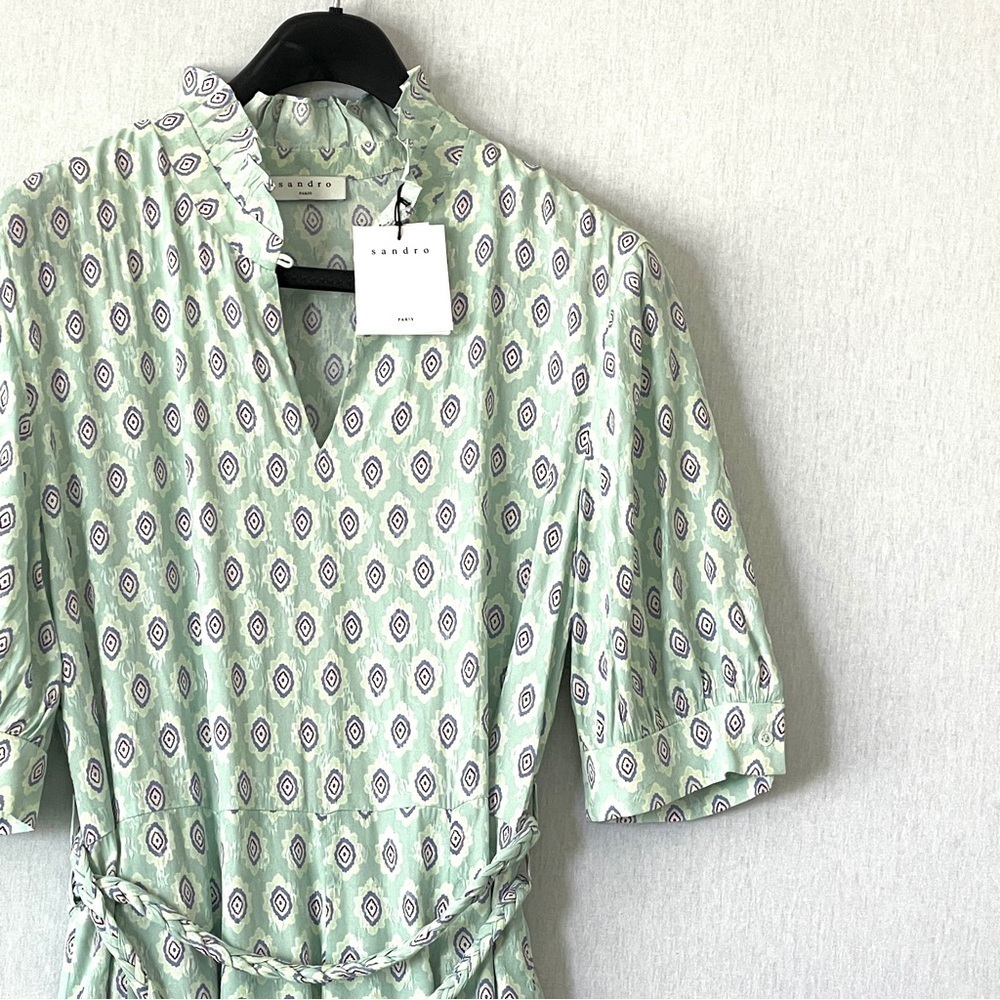 Sandro Jary Abstract-Print Mini Dress with Braided Belt - Picture 5 of 15
